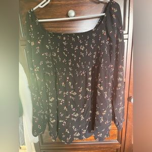 Black blouse with flowers